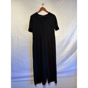 ASOS Design Black Button Front Midi Dress Short Sleeve Minimalist US 8 EU 40